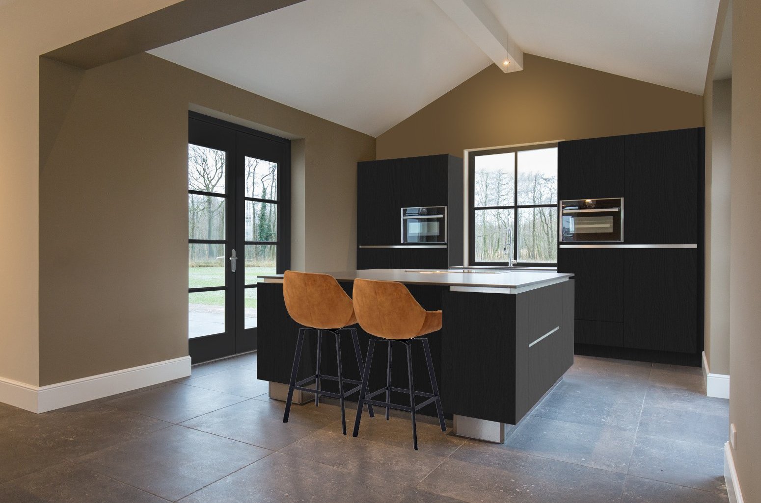 interieur design keuken zwart bruin modern Veenendaal