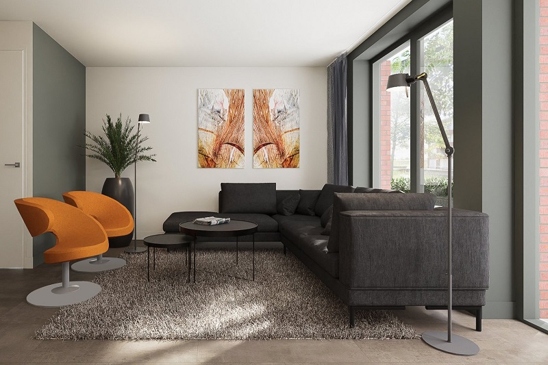 De interieurontwerper van deze strak moderne woonkamer is StudioCentro, dé binnenhuisarchitect in Bennekom. 